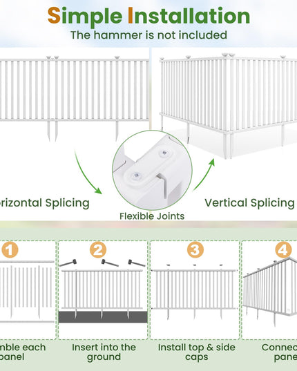 Giantex White Picket Fence - 2 Panels, 80''W x 37.5''H Decorative Outdoor Garden Fence