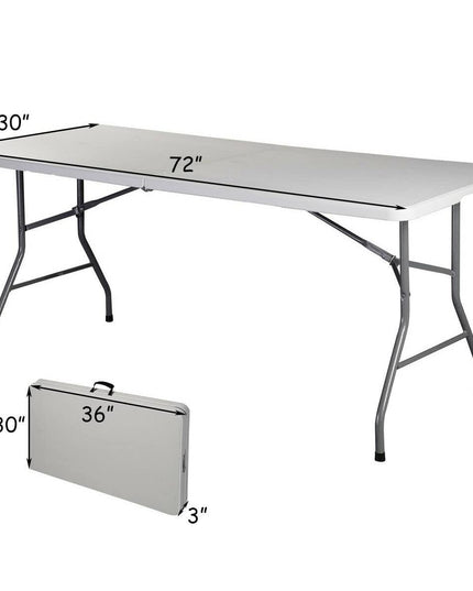 Outdoor Folding Camping Table with 2 Long Benches HDPE Metal Legs BBQ Party Patio Lawn Garden (White)