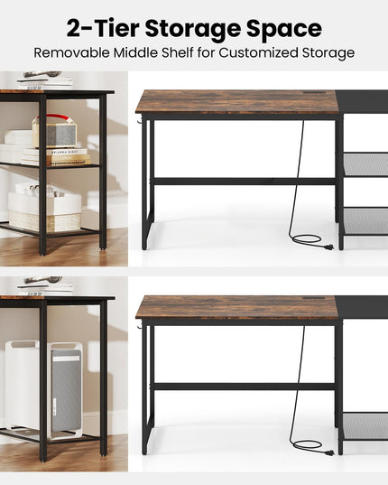 Giantex 59 Inch Computer Desk with Charging Station Study Writing Desk