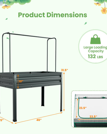 Giantex 3-in-1 Raised Garden Bed with Greenhouse Cover & Trellis Rope,  46”x23.5”x59” Raised Bed for Flower Herb Vegetable