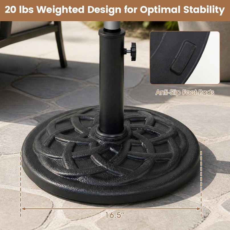 GIANTEX 20 lbs Patio Umbrella Base 16.5" Heavy Duty Outdoor Stand