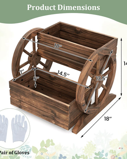 Jardinière en Bois Giantex en Forme de Chariot pour Fleurs, Herbes et Légumes