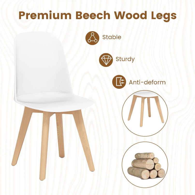 Giantex Modern Dining Chairs Set of 2/4 w/Solid Beech Wood Legs