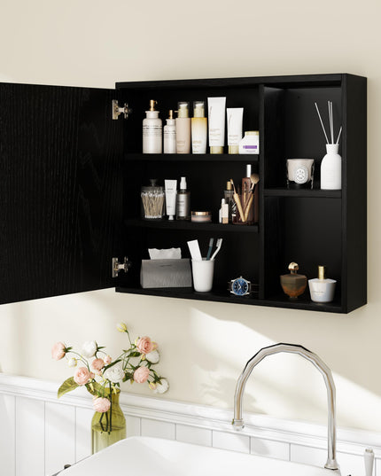 Giantex Medicine Cabinet, Bathroom Wall Cabinet with Mirror Door, 2 Adjustable Shelves, 2 Open Shelves