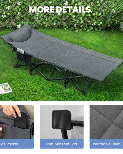 Giantex Folding Camping Cot for Adults - Sleeping Cot Bed with Carry Bag, Cushion & Headrest, 10 Foots