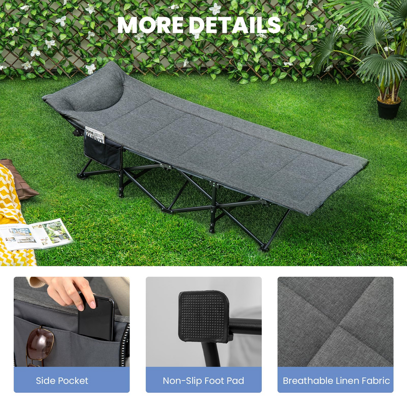 Giantex Folding Camping Cot for Adults - Sleeping Cot Bed with Carry Bag, Cushion & Headrest, 10 Foots