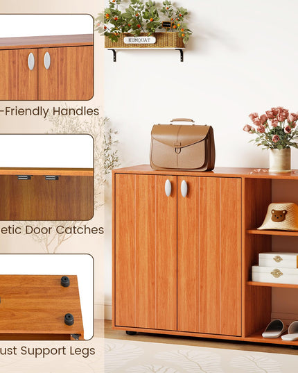 Giantex Wood Shoe Cabinet with Doors for Entryway