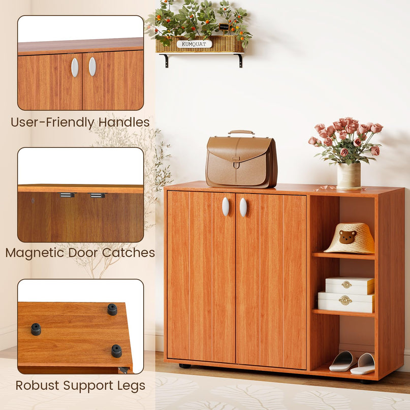 Giantex Wood Shoe Cabinet with Doors for Entryway
