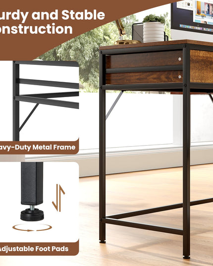Bureau d'ordinateur Giantex avec 5 tiroirs | Bureau de maison/bureau de 129,5 cm avec classeur