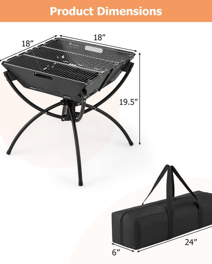 Giantex Folding Campfire Grill, Camping Fire Pit with Stainless Steel Grates, Collapsible Aluminum Legs, Carry Bag
