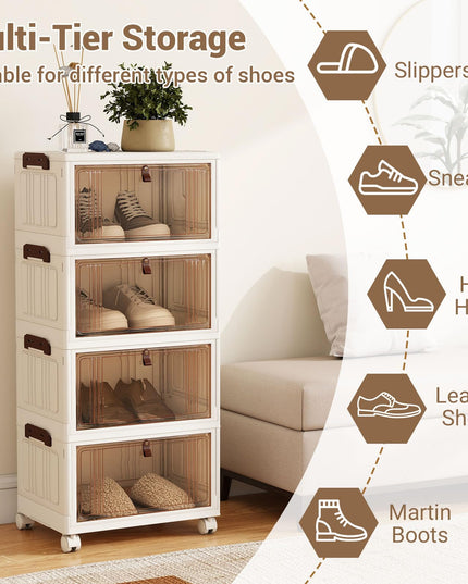 Giantex 6/4-Tier Plastic Storage Bins with Lid for Living Room