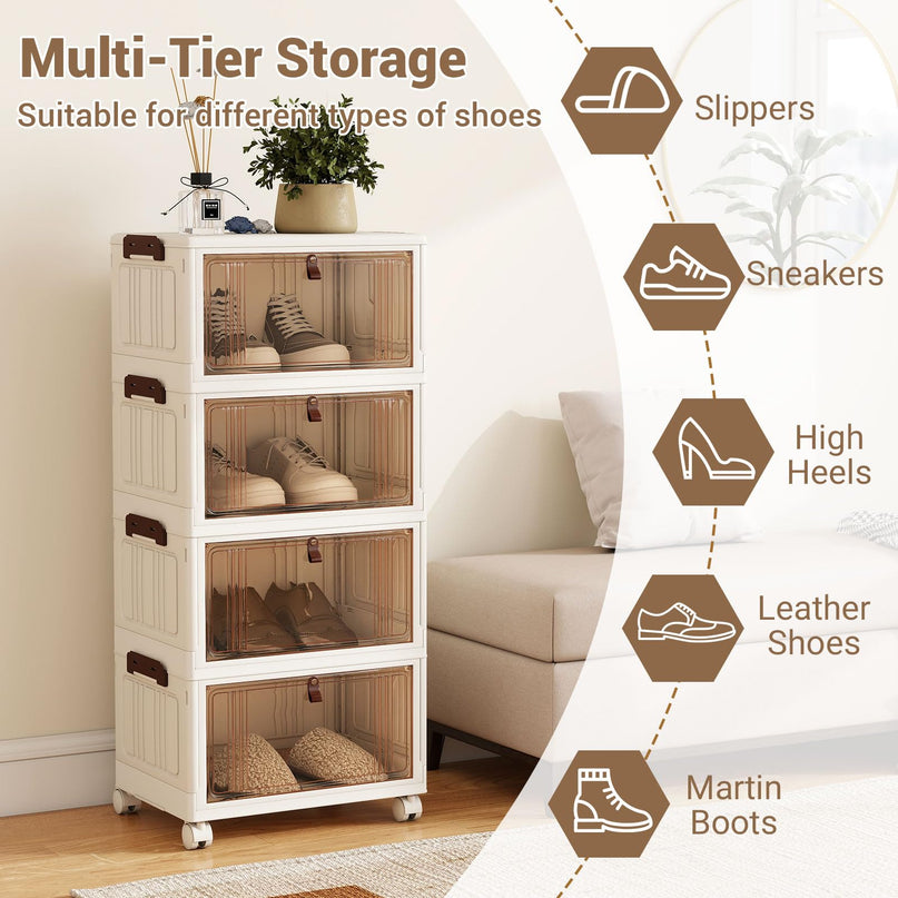 Giantex 6/4-Tier Plastic Storage Bins with Lid for Living Room