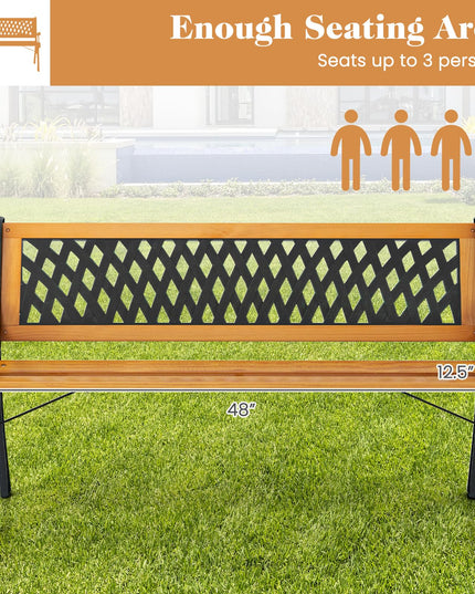 Giantex Outdoor Bench, 3-Person Garden Bench with Slatted Seat, Curved Armrests, 470 Lbs Capacity