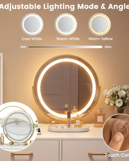 CHARMAID Vanity Desk with Charging Station Jewelry Organizer