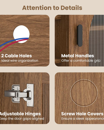 Giantex Farmhouse TV Stand for TVs up to 65" Modern Vintage Entertainment Center(Arched Glass)