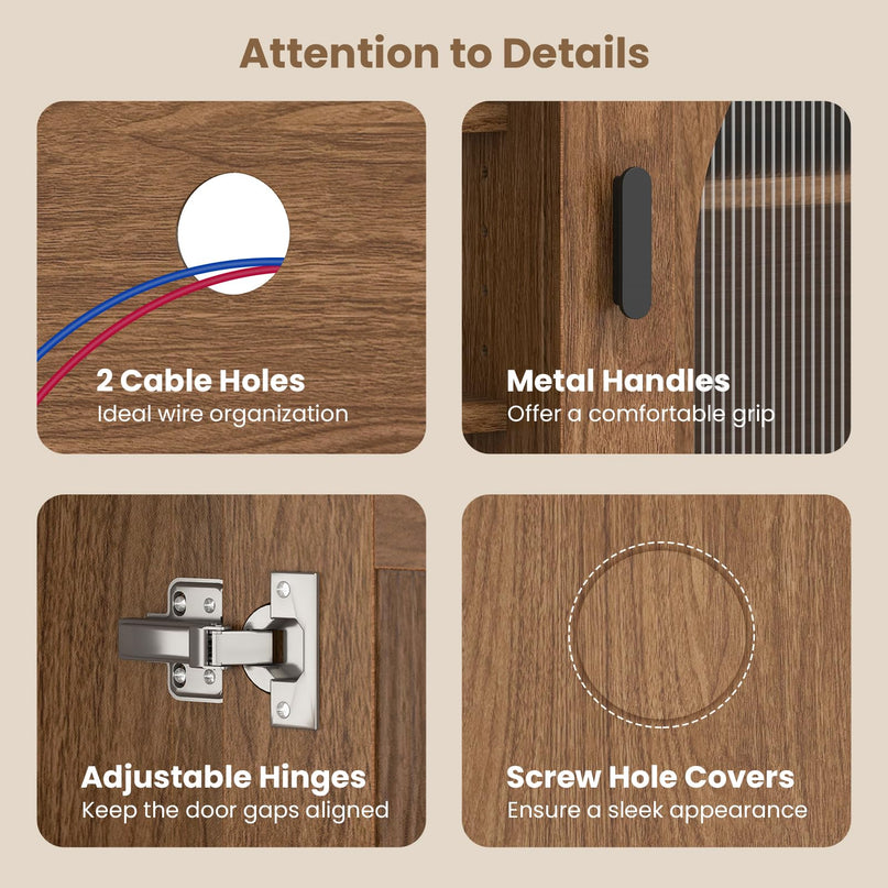 Giantex Farmhouse TV Stand for TVs up to 65" Modern Vintage Entertainment Center(Arched Glass)