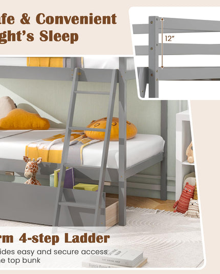 Giantex Bunk Bed Twin Over Twin with 2 Storage Drawers