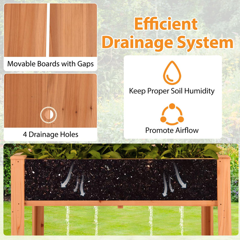 Giantex Wooden Elevated Planter Box with Legs and Drainage Holes for Climbing Plants