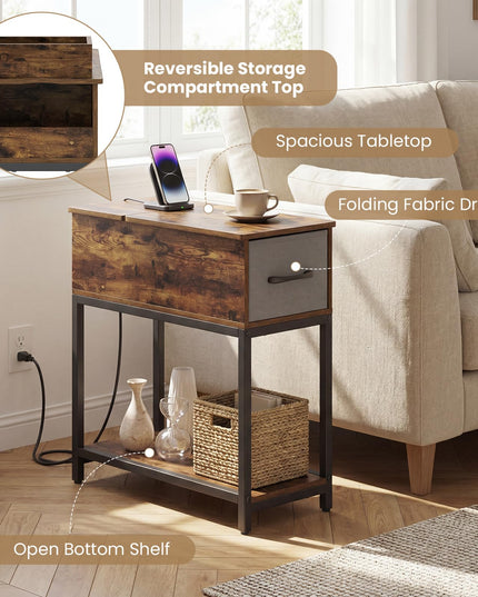 Table d'appoint étroite Giantex avec station de charge