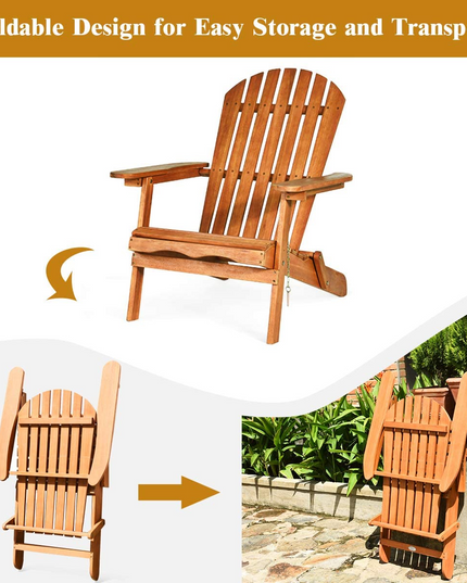 Giantex Adirondack Chair Set 3-Piece Foldable Wooden Chairs Set
