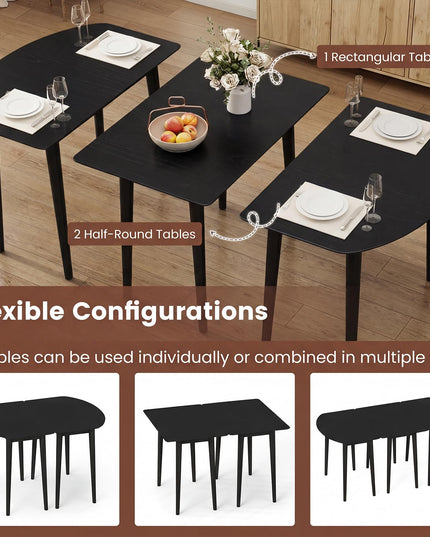 Giantex Dining Table Set with 2 Half-Round Dinner Tables for 4-6