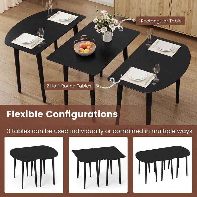 Giantex Ensemble table de salle à manger avec 2 tables demi-rondes pour 4-6 personnes
