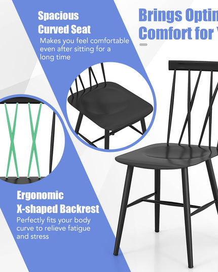 Giantex Metal Dining Chairs Set, Farmhouse Kitchen Chairs w/High Cross Backrest & Curved Seat