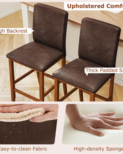 Giantex Bar Stools Set of 2/4 26" Upholstered Counter Height Bar Chairs