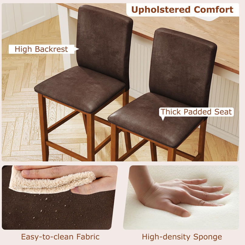 Giantex Bar Stools Set of 2/4 26" Upholstered Counter Height Bar Chairs