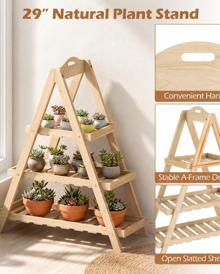 Giantex 3-Tier Plant Stand Indoor w/ Slatted Shelves
