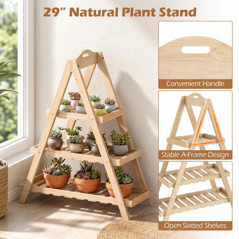 Giantex 3-Tier Plant Stand Indoor w/ Slatted Shelves