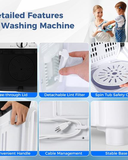 Giantex Portable Washing Machine, 17.6lbs Compact Washer Spinner Combo with Pump Drain