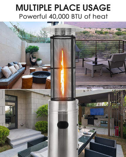 Giantex Outdoor Propane Patio Heaters Floor-Standing Round W/Dancing Flame