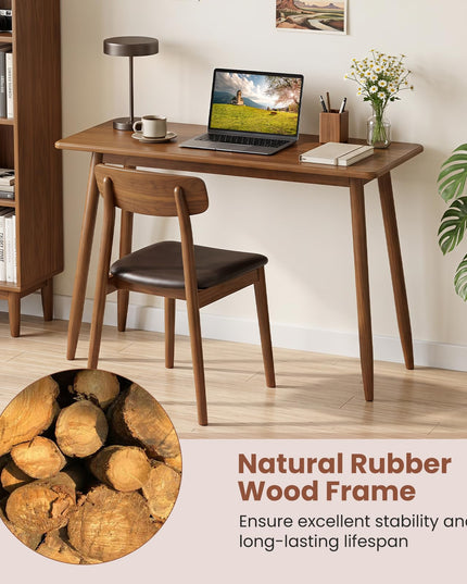 GIANTEX Computer Desk with Rubber Wood Legs for Bedroom or Small Spaces