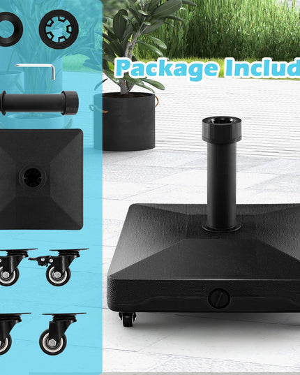 Giantex Umbrella Base with Wheels, 54 lbs Fillable Mobile Umbrella Base, Water or Sand Filled