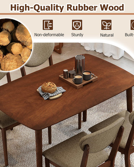 GIANTEX 5-Piece Dining Set for 4 with Rectangular Table & Fabric Chairs for Living Room