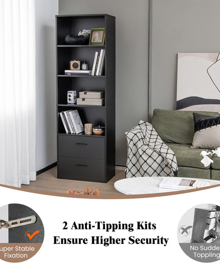 74" Tall 4-Tier Bookcase - Giantex
