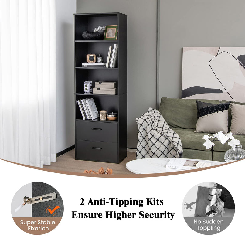 74" Tall 4-Tier Bookcase - Giantex