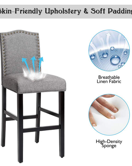 Counter Height Dining Side Barstools, w/ Thick Cushion