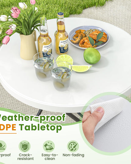Giantex 32” Round Folding Table, HDPE Foldable Card Table for Party Wedding Event Picnic Commercial Banquet