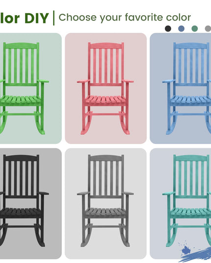 Giantex Wood Outdoor Rocking Chair - Eucalyptus Rocker Chair with Stable & Safe Rocking Base