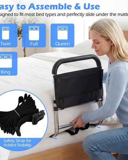 Giantex Elderly Safety Adjustable Height Bed Rail with Storage Pocket