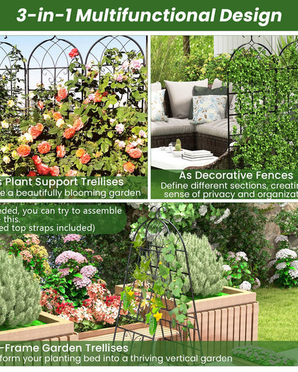 Giantex Treillis de jardin pour plantes grimpantes, 1,80 m, en acier galvanisé
