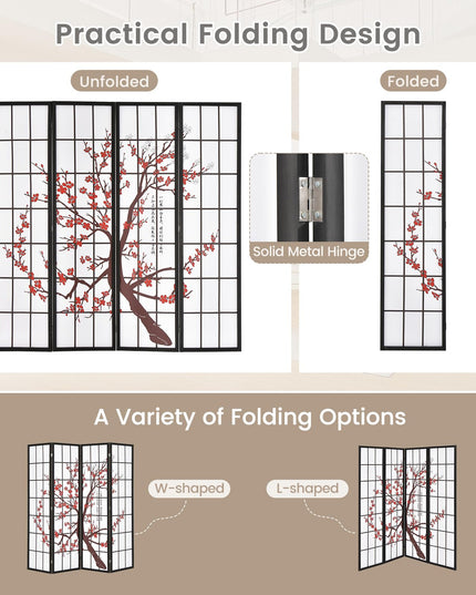 Giantex Room Divider, 4 Panel 6 Ft Room Dividers and Folding Privacy Screens