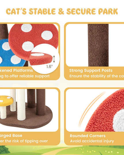 Giantex Cute Cat Tree - 37 Inches Mushroom Cat Tower