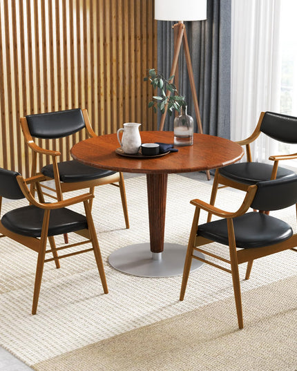 Giantex Wooden Dining Chairs Set of 2/4, PU Leather Upholstered Kitchen Chairs w/Padded Seat & Back