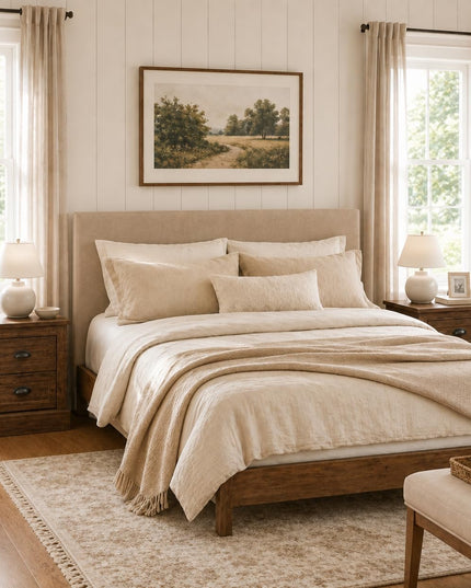 GIANTEX Farmhouse Nightstand 2-Drawer End Tables