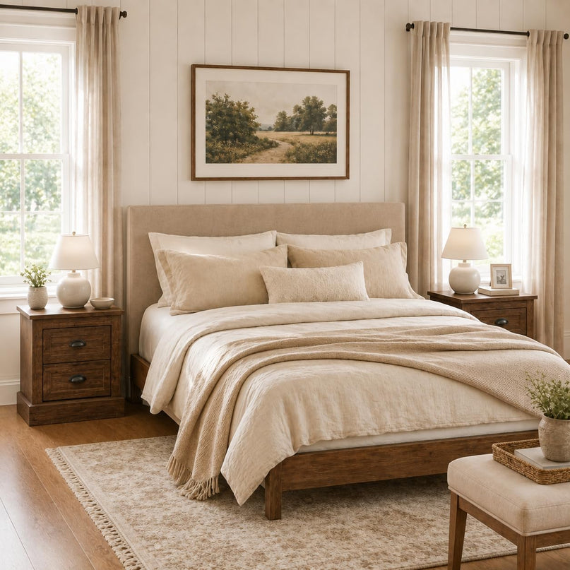 GIANTEX Farmhouse Nightstand 2-Drawer End Tables