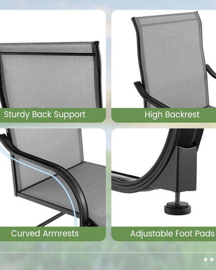 Giantex Patio Chairs, High Back Outdoor Chairs w/Sled Base, All Weather Fabric