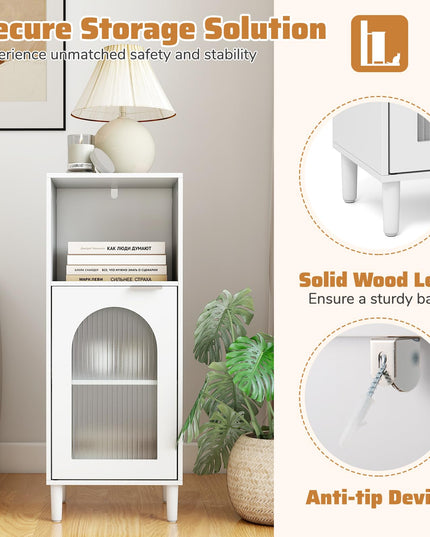 Giantex Bathroom Storage Cabinet with Removable Shelf & Fluted Tempered Glass Door